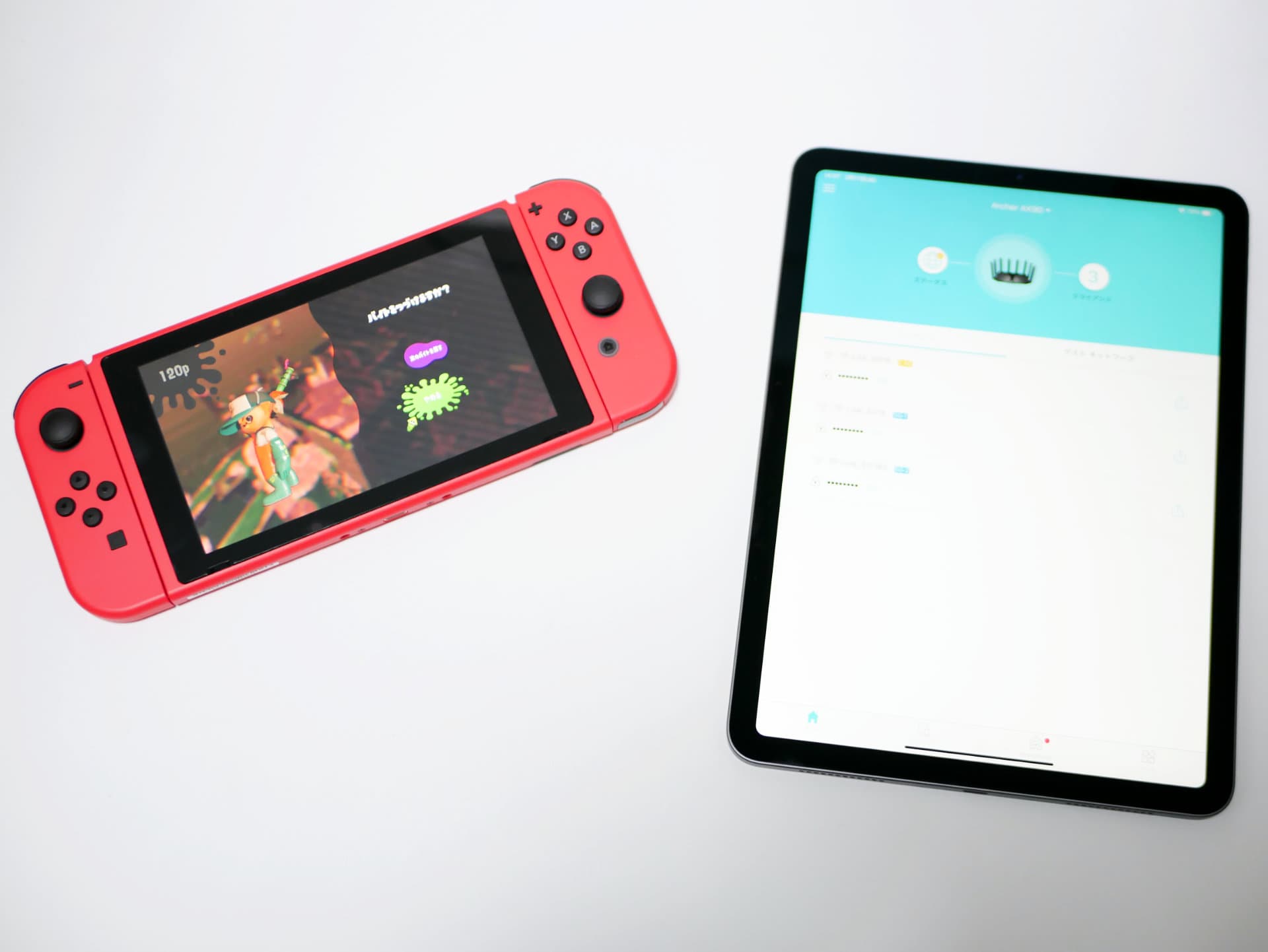 Nintendo SwitchとiPadアプリ設定画面